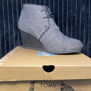Black Herringbone Desert Wedge Booties